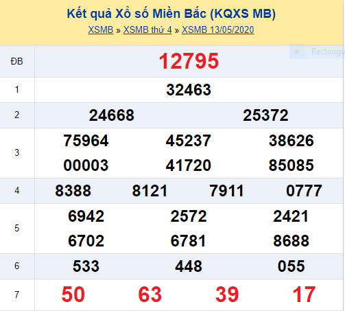 Kết quả xsmb 13/5/2020